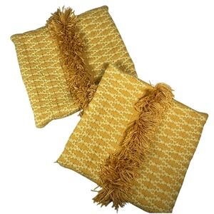 Opalhouse Jungalow Yellow Textured Tassel Fringe Decorative Pillow Covers Set 2